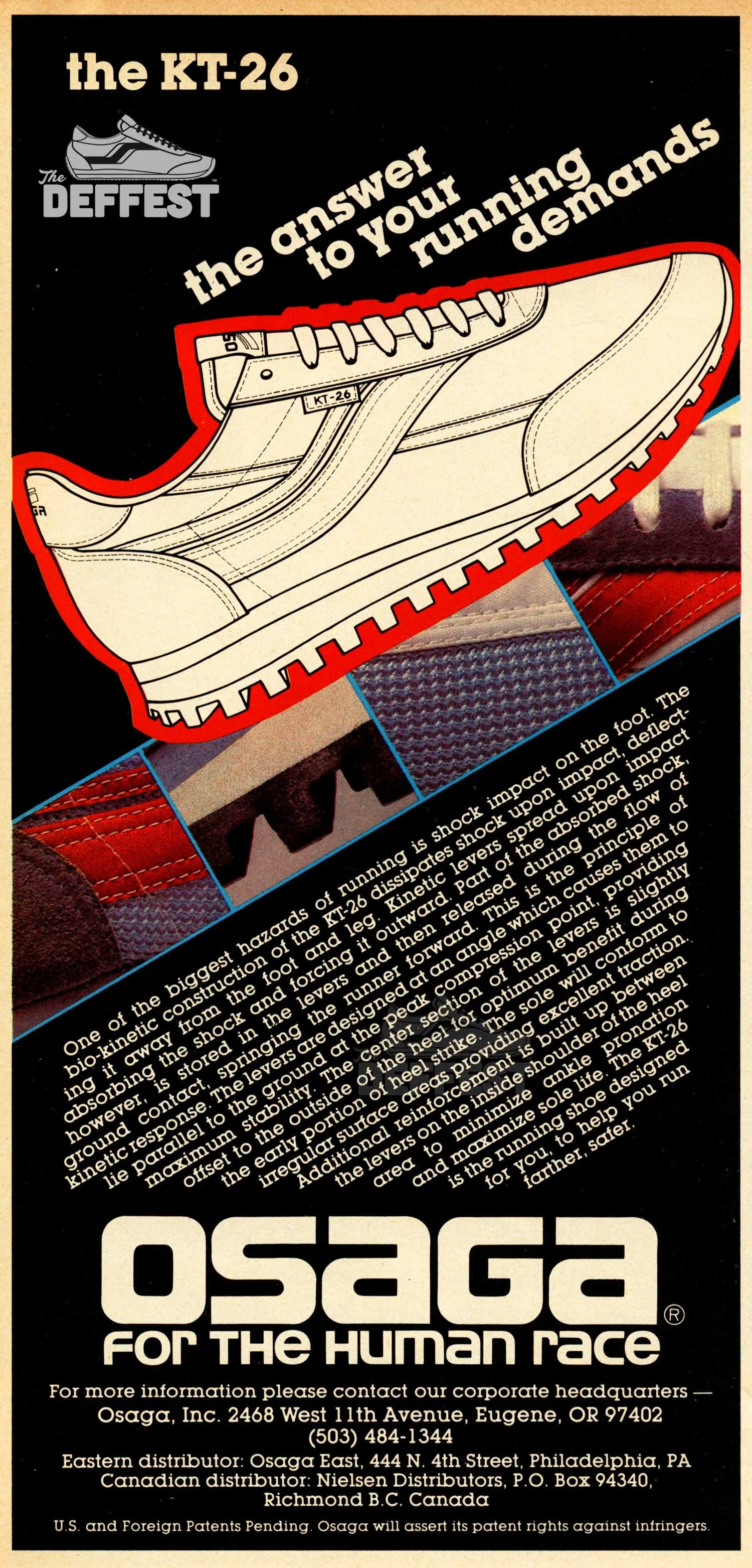 The Deffest A vintage and retro sneaker blog. Osaga KT 26 1979 vintage running shoes ad for the human race
